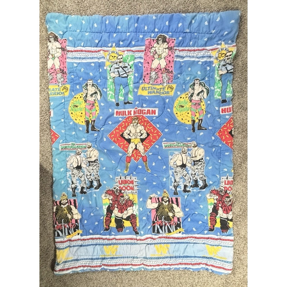 Vtg 1991 WWF Wrestling Legends Duvet Cover Hulk Hogan Jake‎ The Snake Macho King - Picture 13 of 13